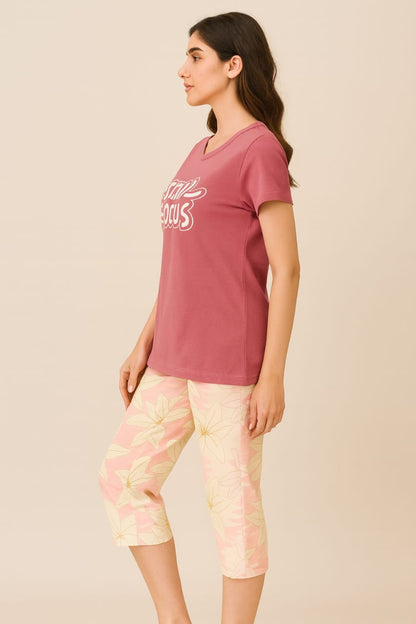 Women's Loungewear Capri Pant Set - Cherry Red