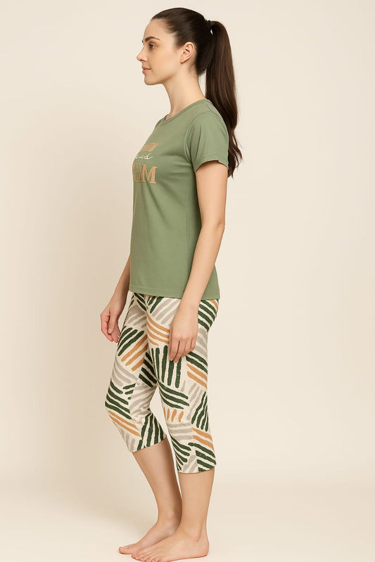 Women's Loungewear Capri Pant Set - Pine Green