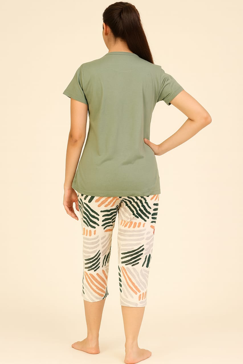 Women's Loungewear Capri Pant Set - Pine Green