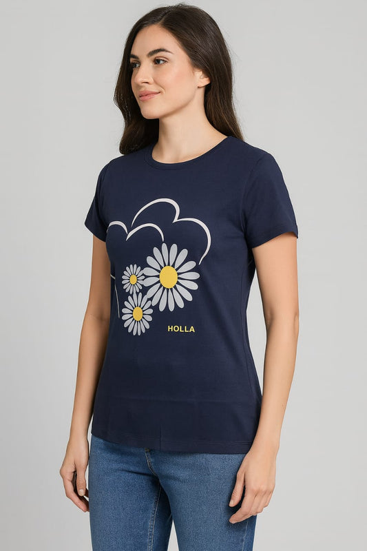 Women's R Neck T-Shirt - Floral