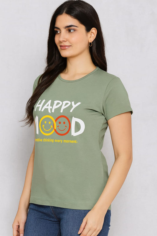 Women's R Neck T-Shirt - Pista Green