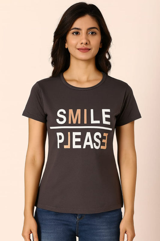 Women's R Neck T-Shirt - Coffee Brown