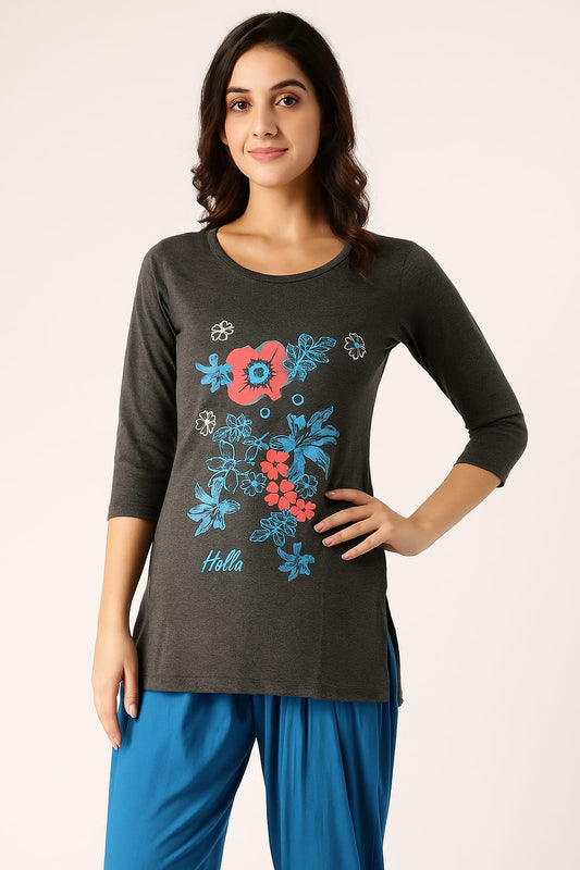 Knitted Kurta - Elephant Grey