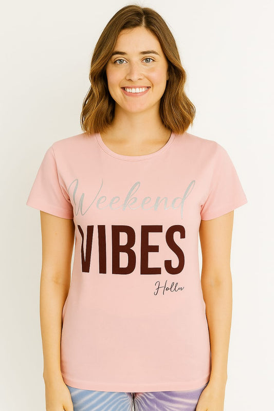 Women's R Neck T-Shirt - Pink