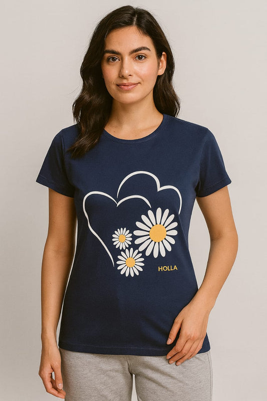 Women's R Neck T-Shirt - Navy