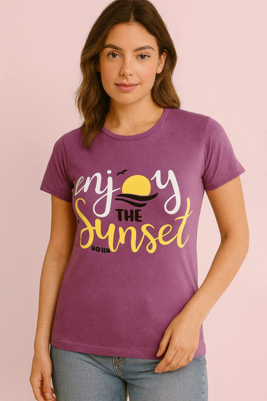 Women's R Neck T-Shirt - Purple
