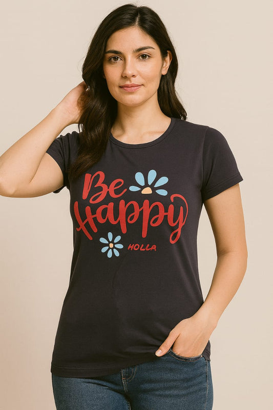 Women's R Neck T-Shirt - Black