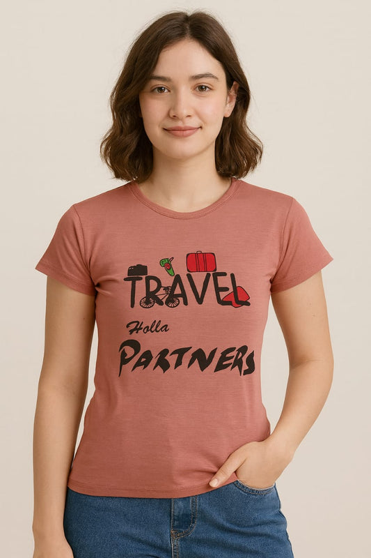 Women's R Neck T-Shirt - Tulip Red