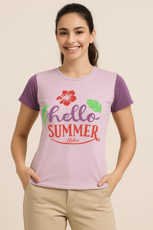 Women's R Neck T-Shirt - Magenta